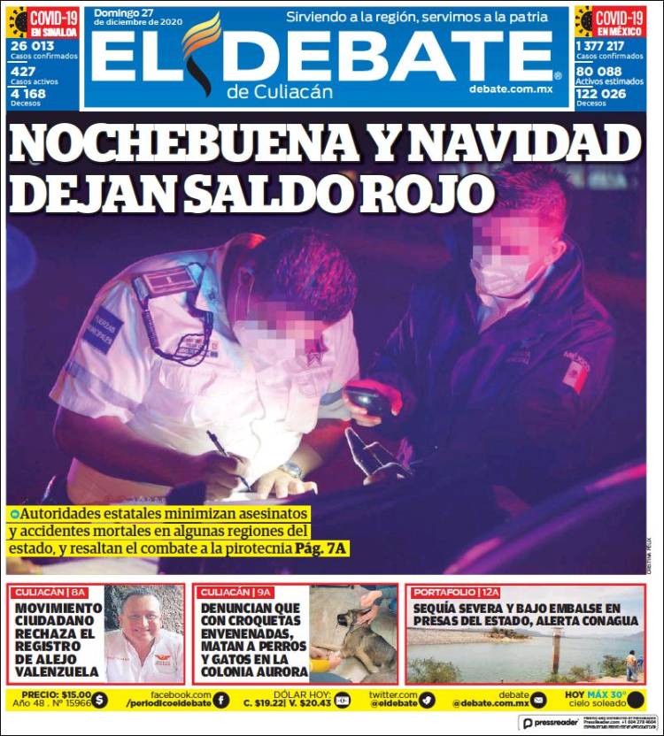 Portada de El Debate de Culiacán (M&eacute;xico)