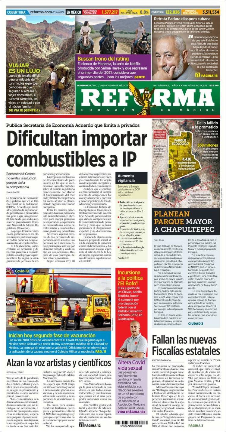 Portada de Reforma (M&eacute;xico)