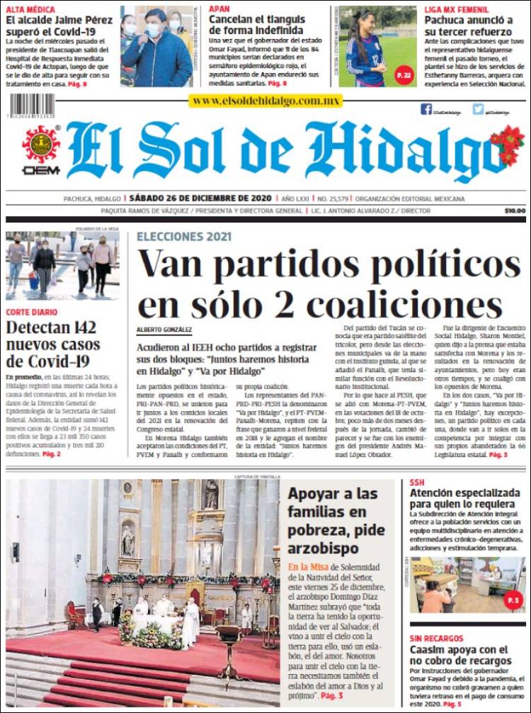 Portada de El Sol de Hidalgo (México)