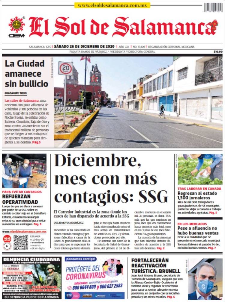 Portada de El Sol de Salamanca (M&eacute;xico)