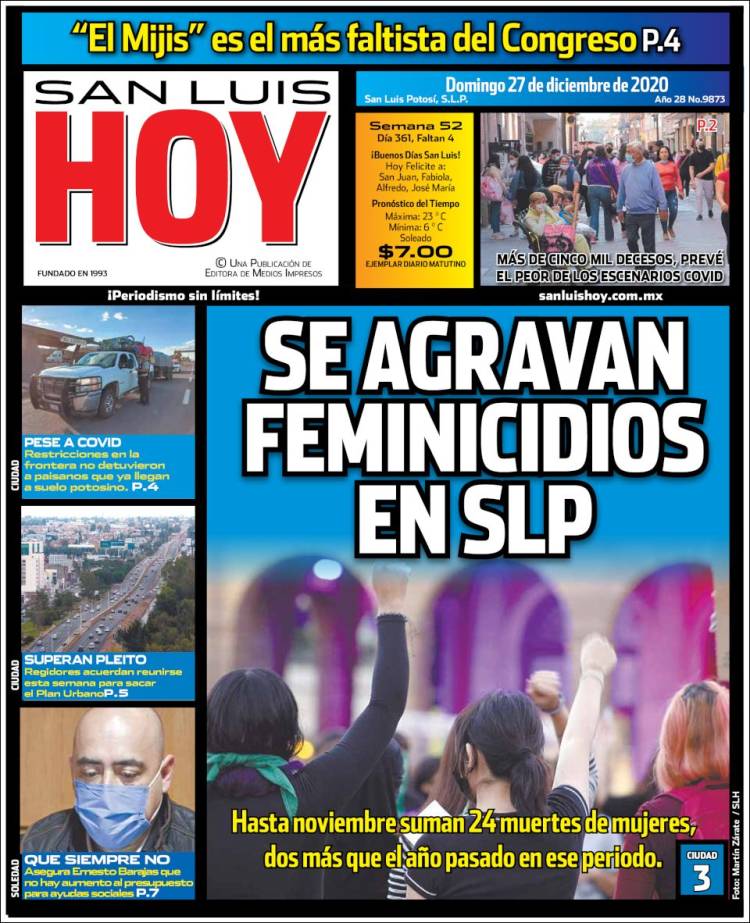 Portada de San Luis Hoy (México)