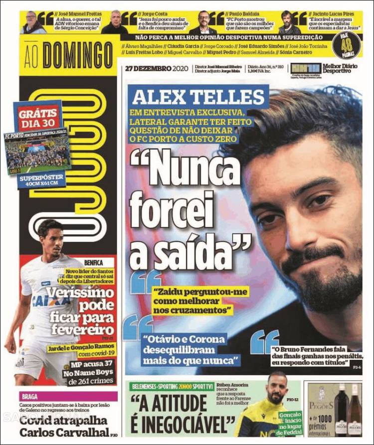 Portada de O Jogo (Portugal)