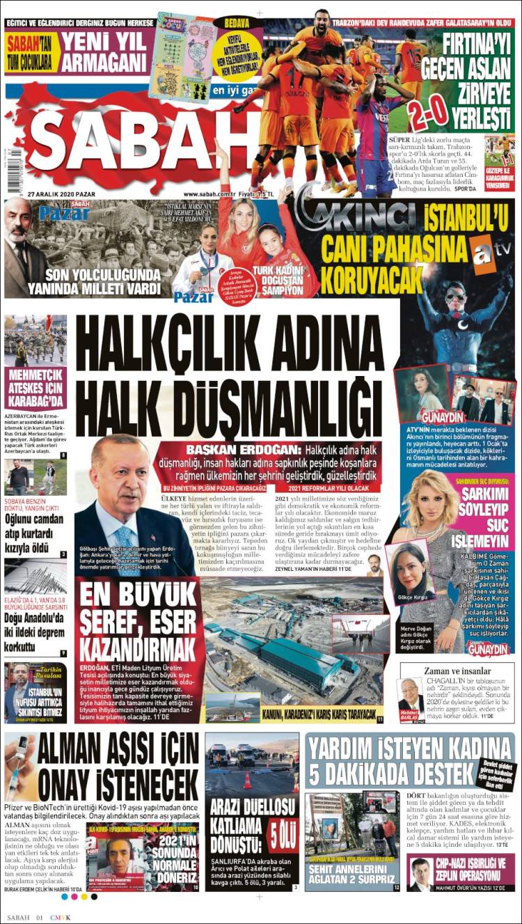 Portada de Sabah (Turqu&iacute;a)