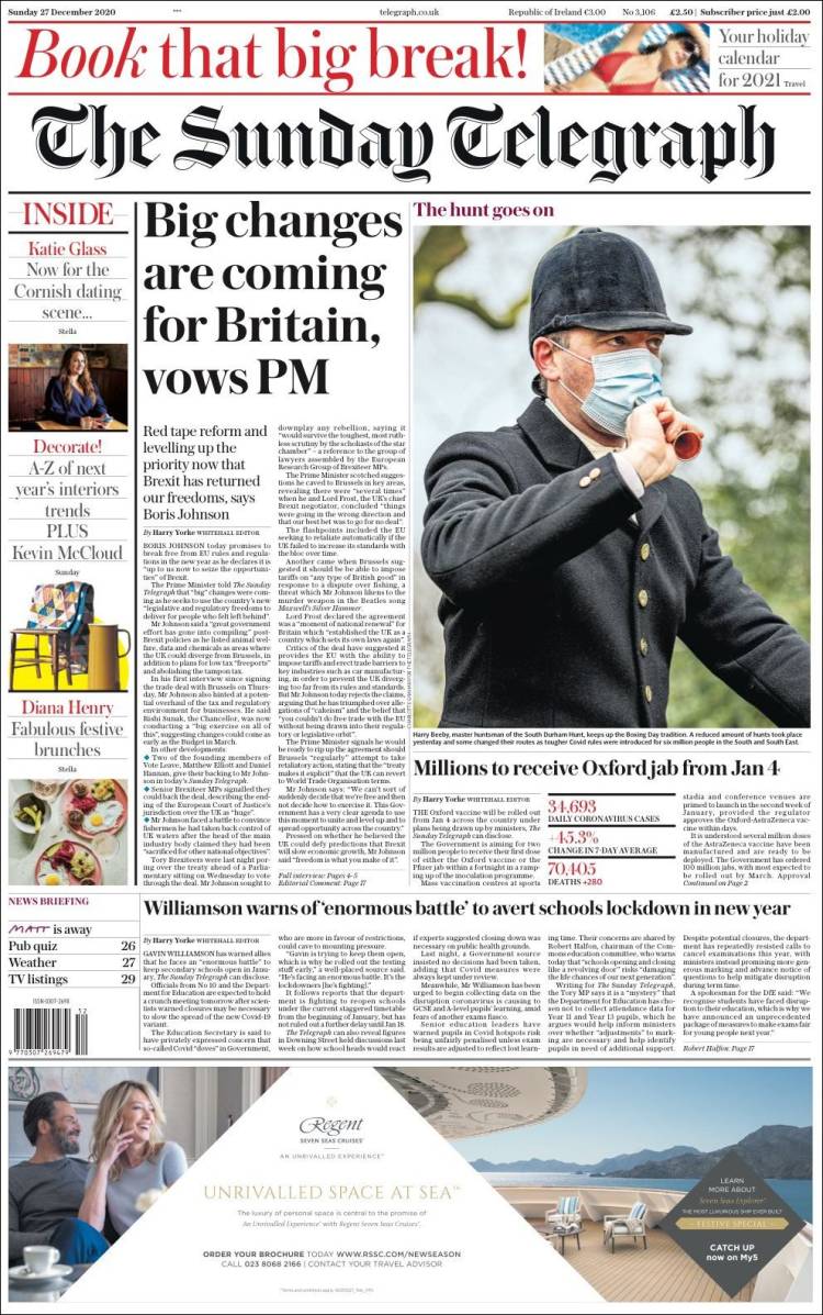 Portada de Daily Telegraph (Reino Unido)