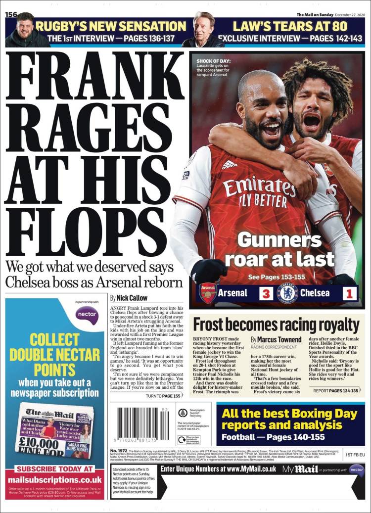 Portada de Daily Mail Sport (Reino Unido)