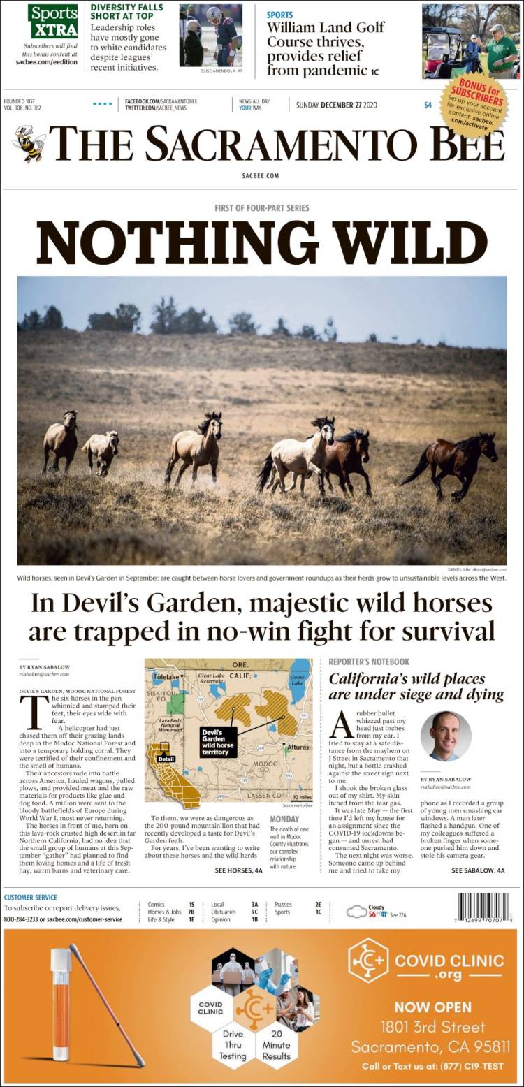 Portada de The Sacramento Bee (USA)