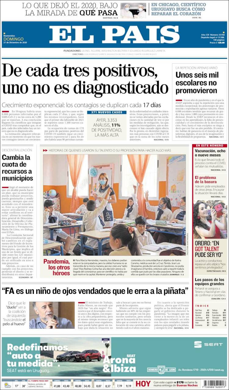 Portada de El País (Uruguay)