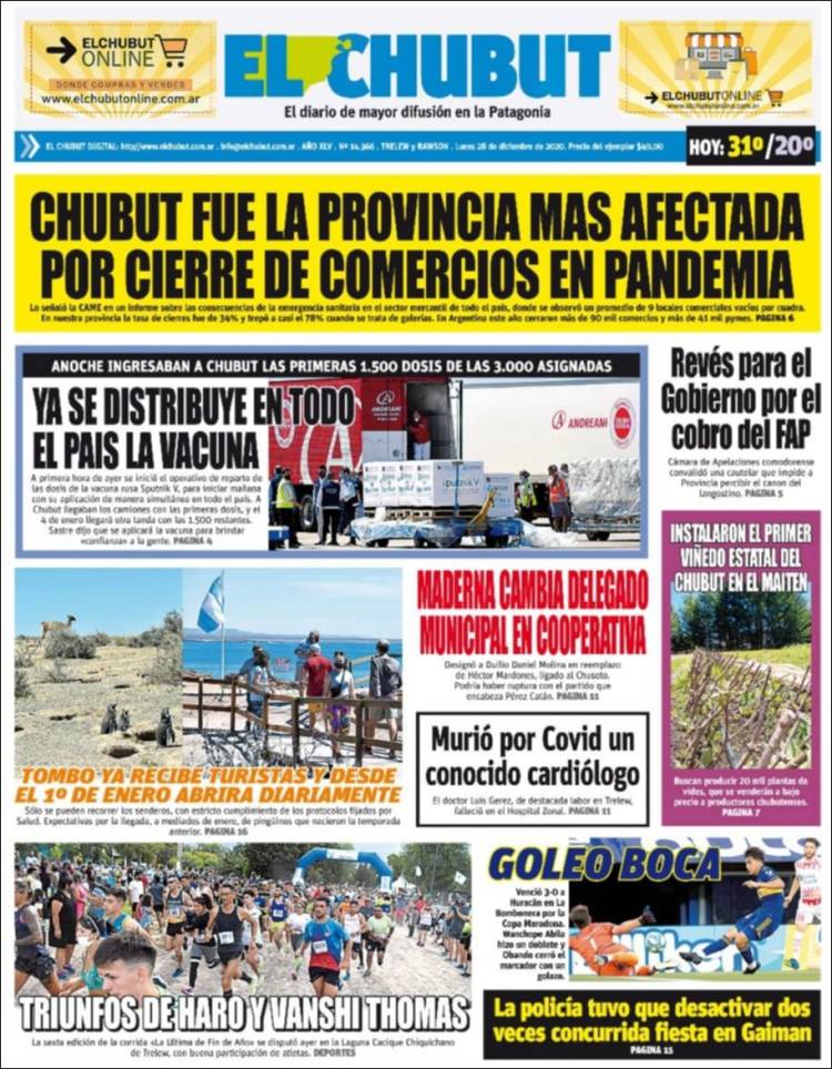Portada de El Chubut (Argentina)