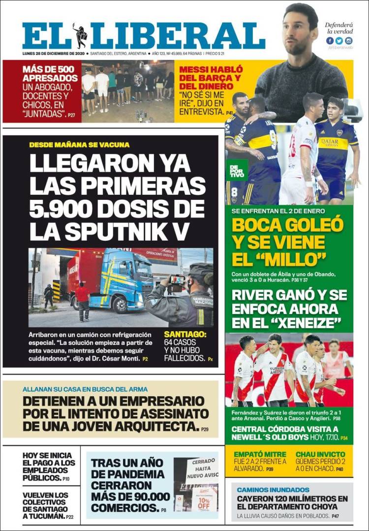 Portada de Diario El Liberal (Argentina)