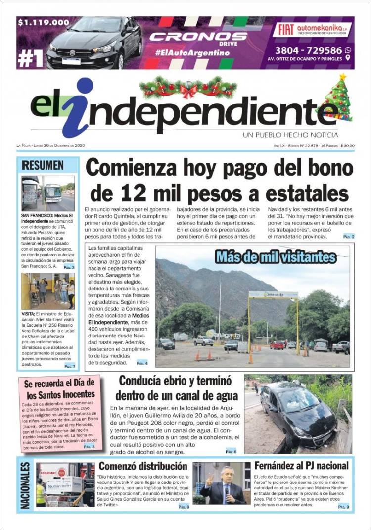 Portada de El Independiente (Argentina)