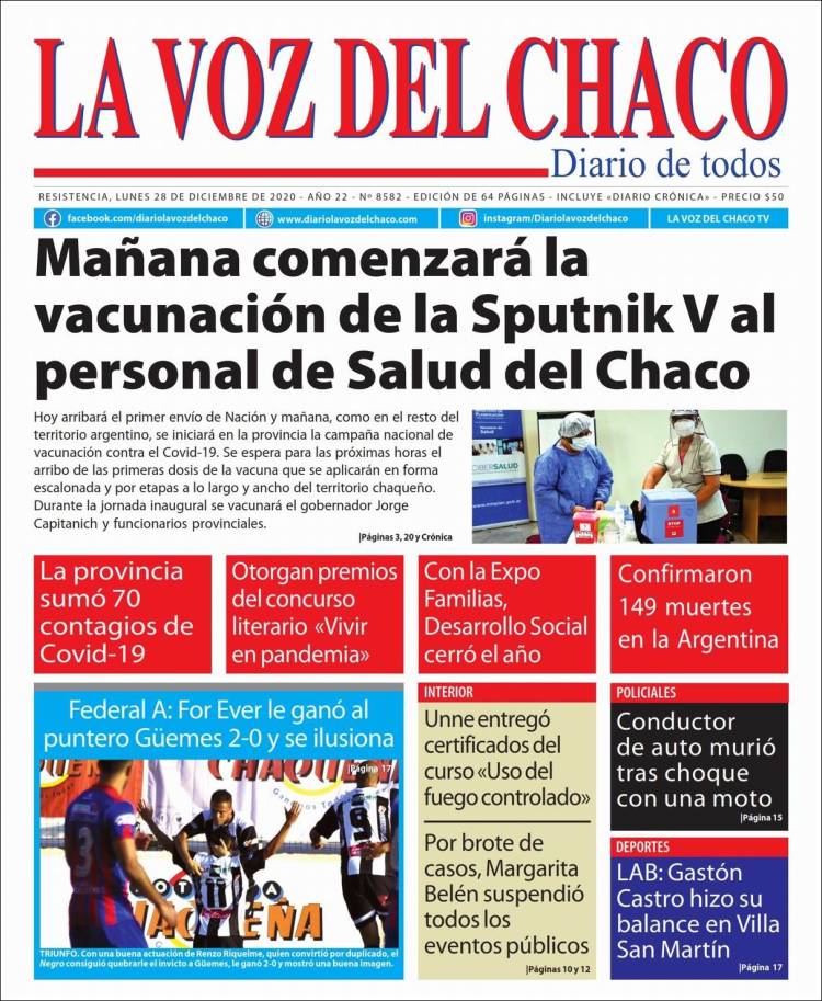 Portada de La Voz del Chaco (Argentina)