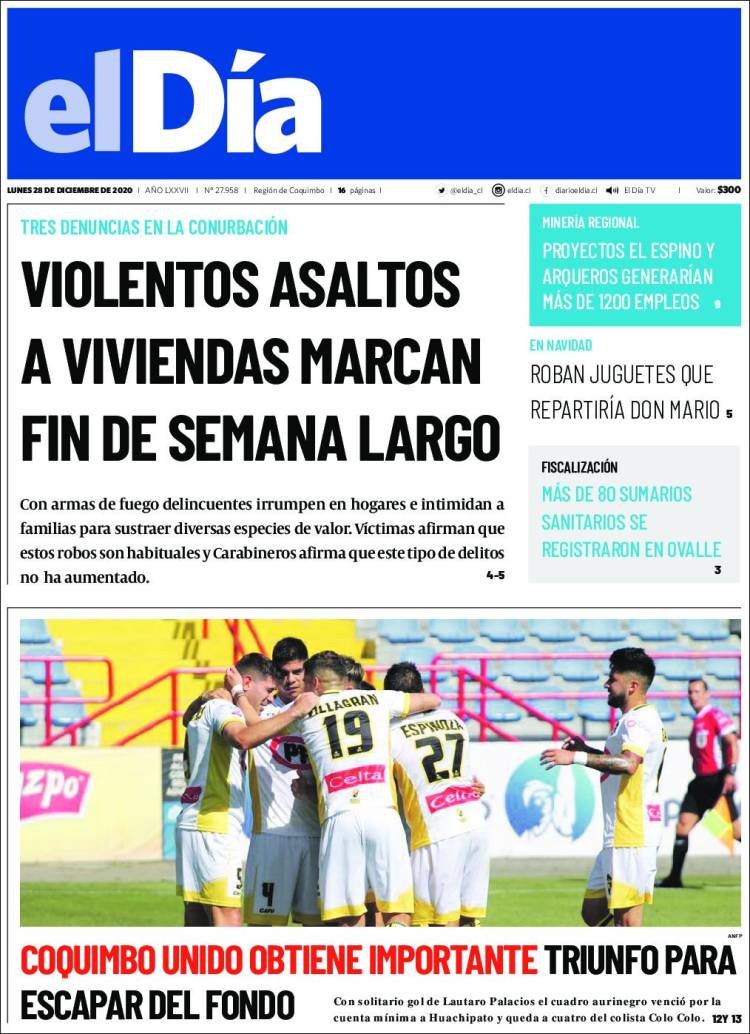 Portada de El Día (Chile)