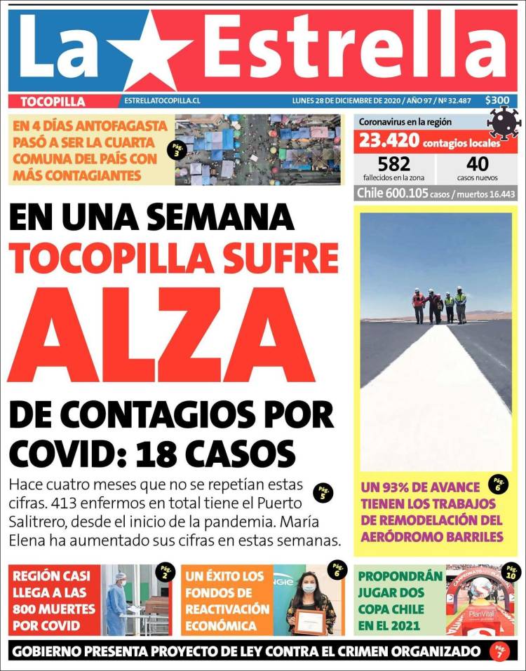 Portada de La Estrella de Tocopilla (Chile)