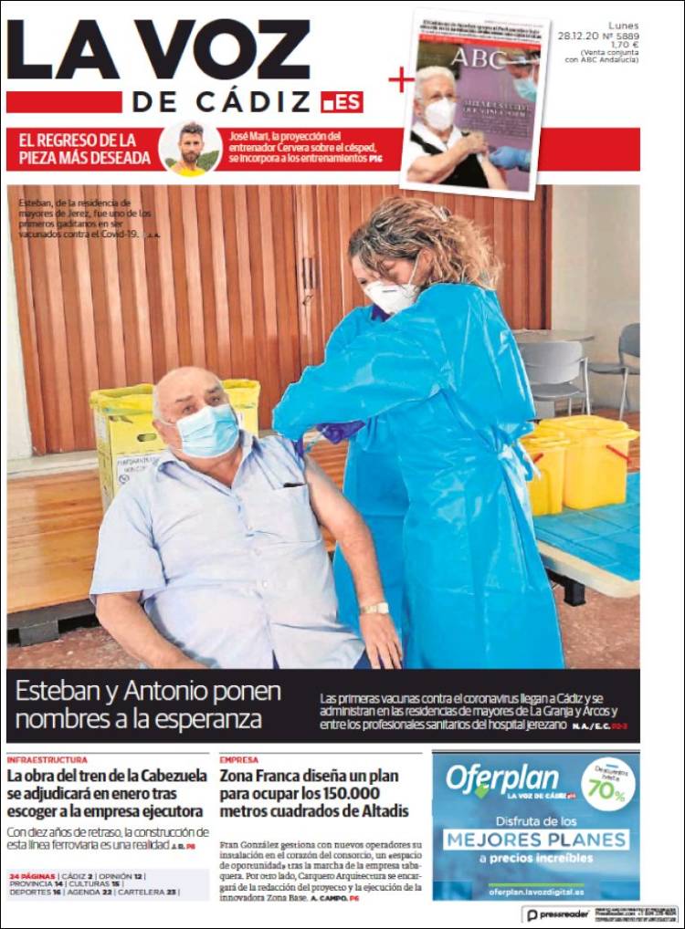 Portada de La Voz de Cádiz (Espa&ntilde;a)