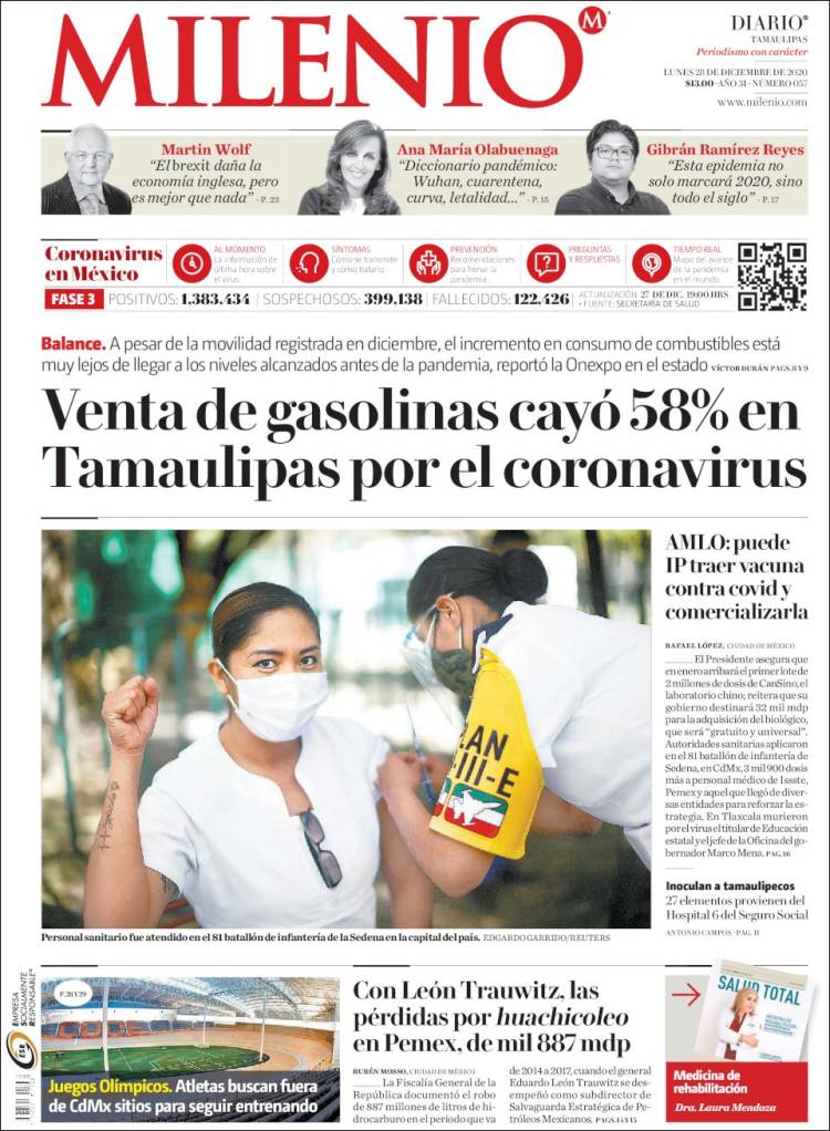 Portada de Milenio - Tamaulipas (México)