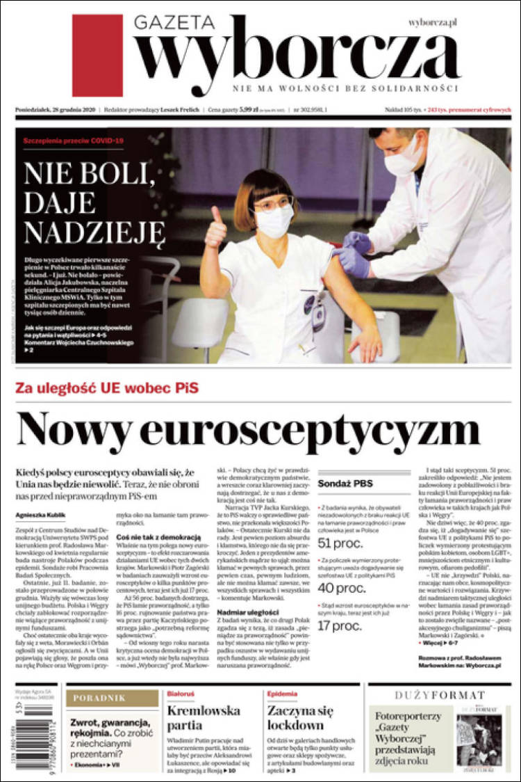 Portada de Gazeta Wyborcza (Polonia)