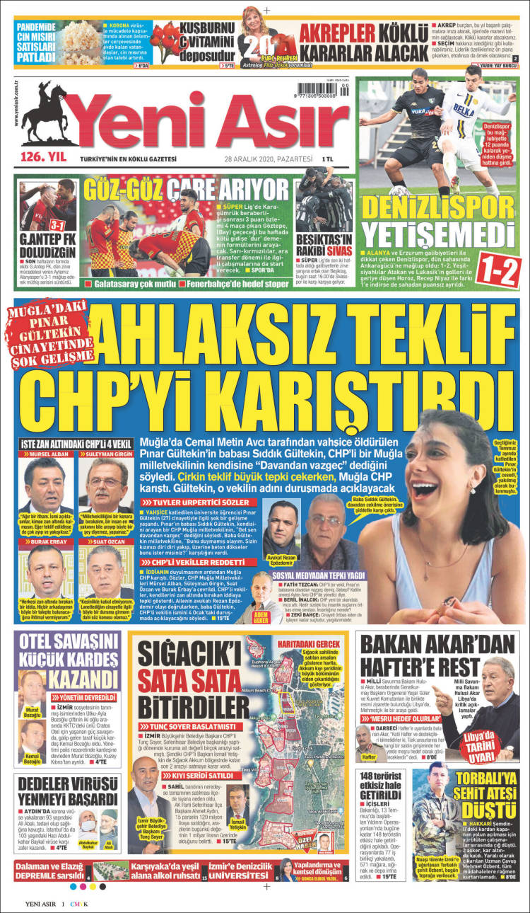 Portada de Yeni Asır (Turqu&iacute;a)