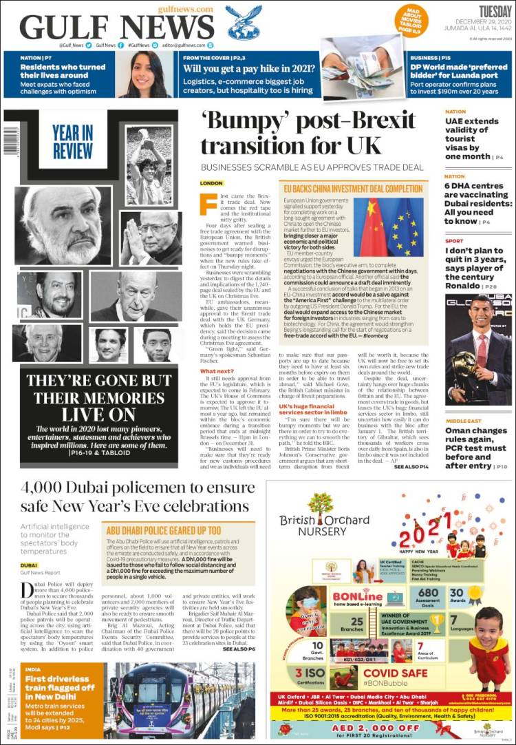 Portada de Gulf News (Asia-Pacífico)