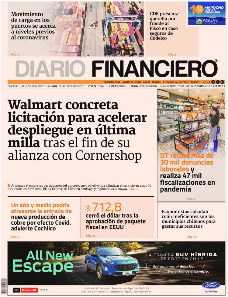 Portada de Diario Financiero (Chile)