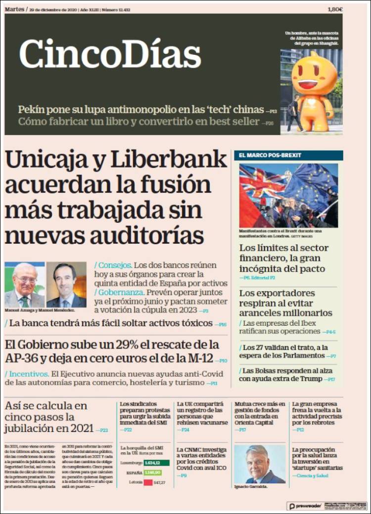 Portada de Cinco Días (Espa&ntilde;a)