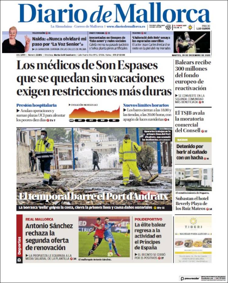 Portada de Diario de Mallorca (España)