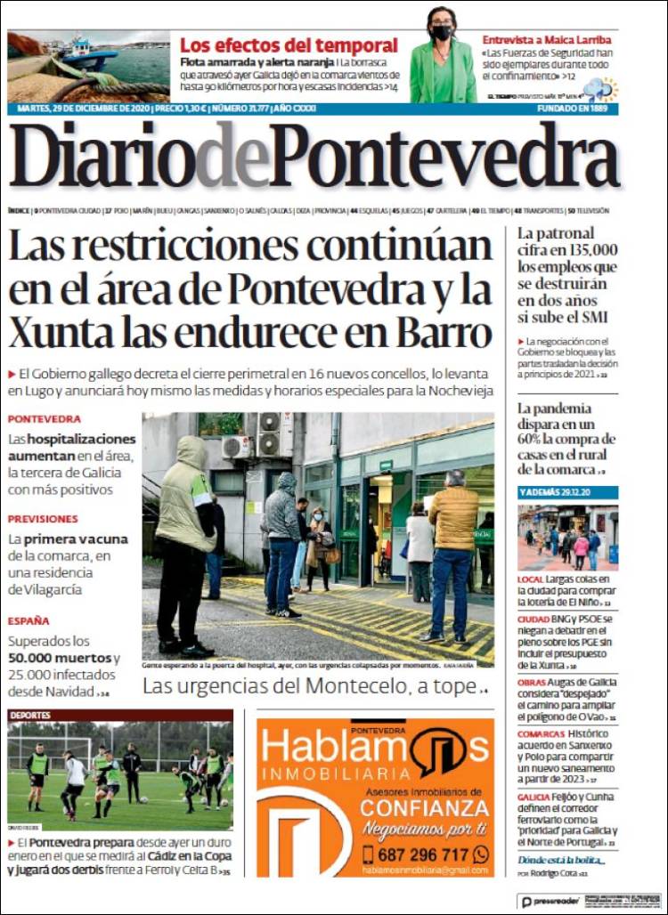 Portada de Diario de Pontevedra (España)