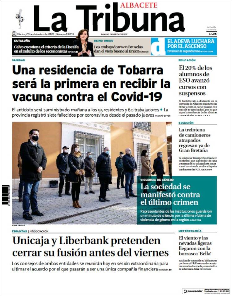 Portada de La Tribuna de Albacete (España)