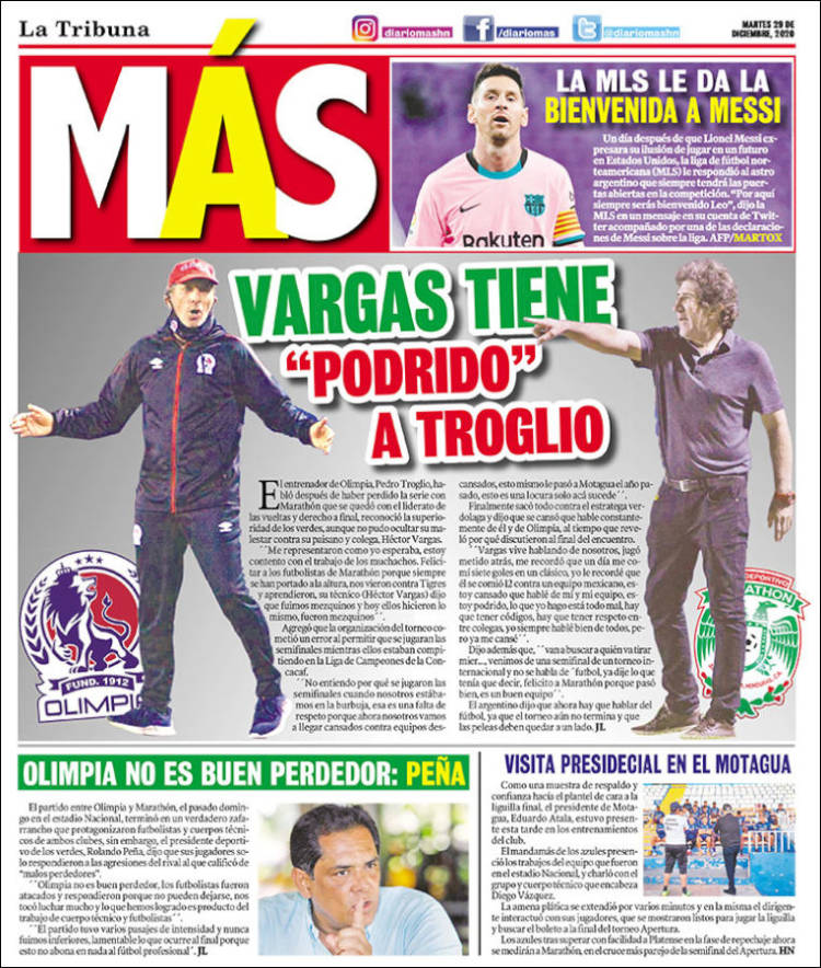 Portada de Diario Más (Honduras)