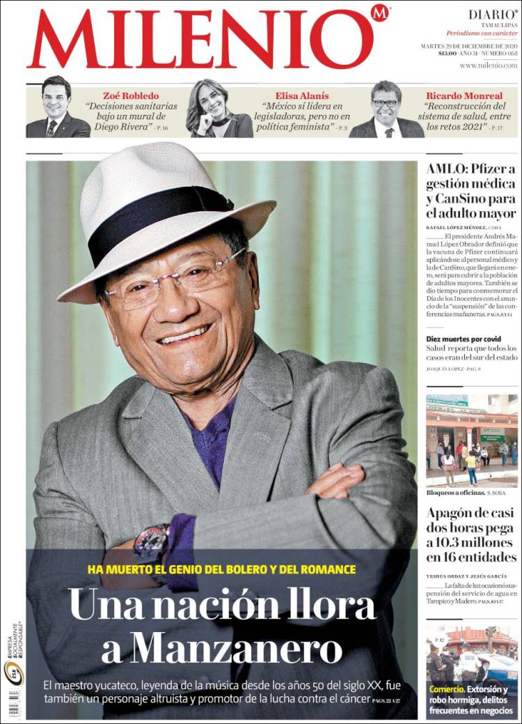 Portada de Milenio - Tamaulipas (México)