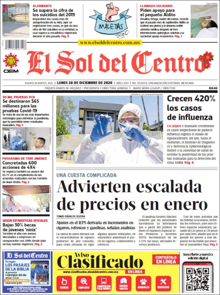 Portada de El Sol del Centro (México)