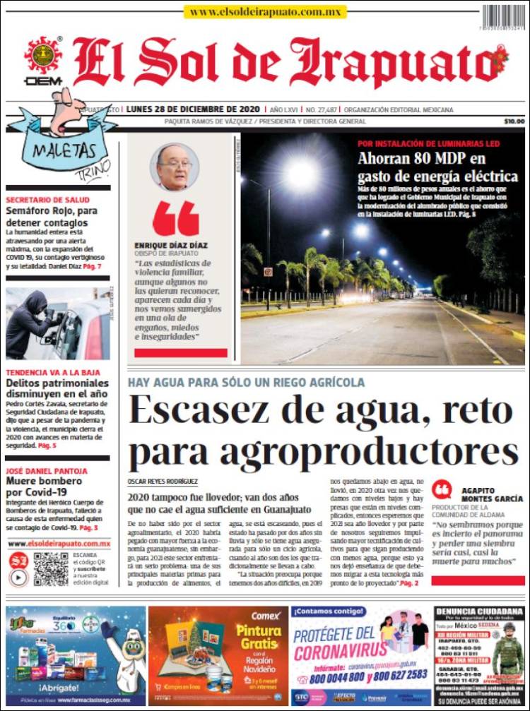 Portada de El Sol de Irapuato (México)