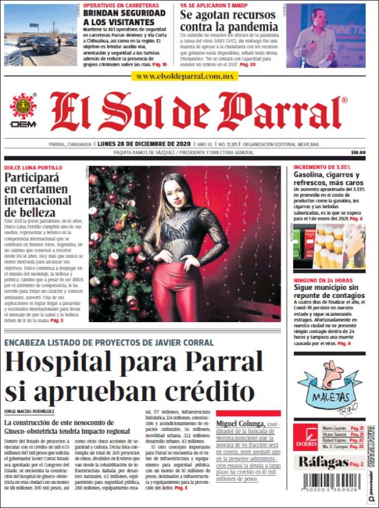 Portada de El Sol de Parral (México)