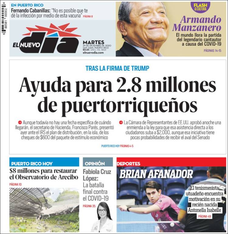 Portada de El Nuevo Día (Puerto Rico)