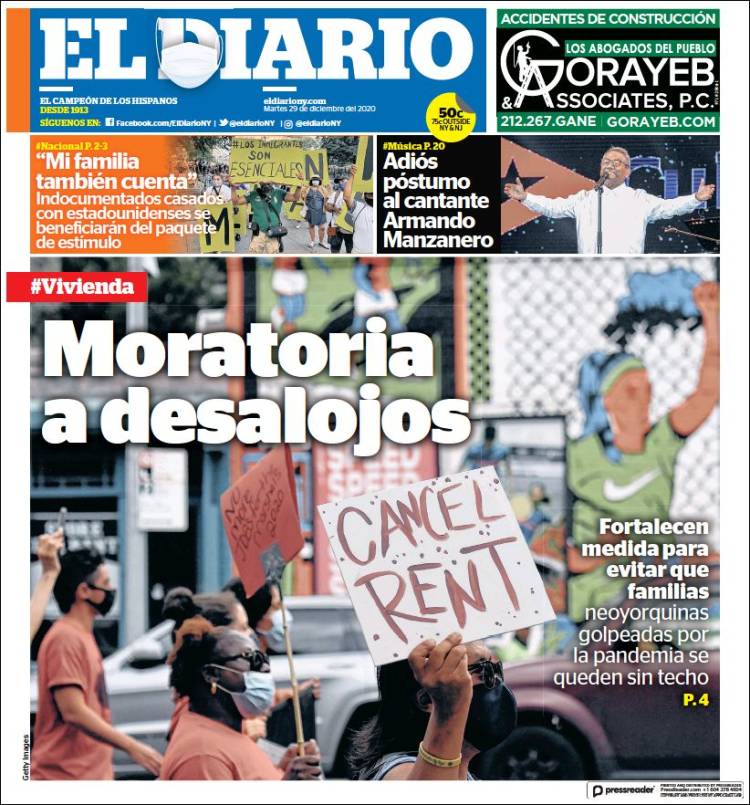 Portada de El Diario NY (USA)