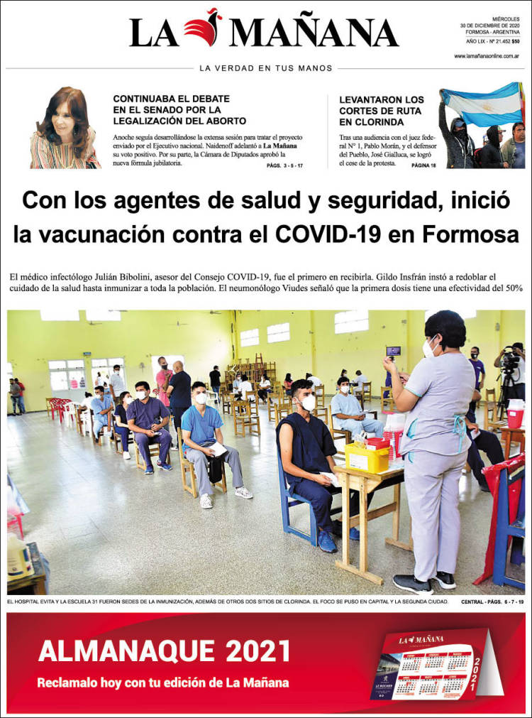 Portada de Diario La Mañana (Argentina)