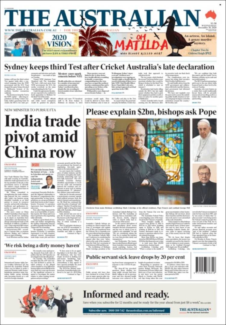 Portada de The Australian (Australia)