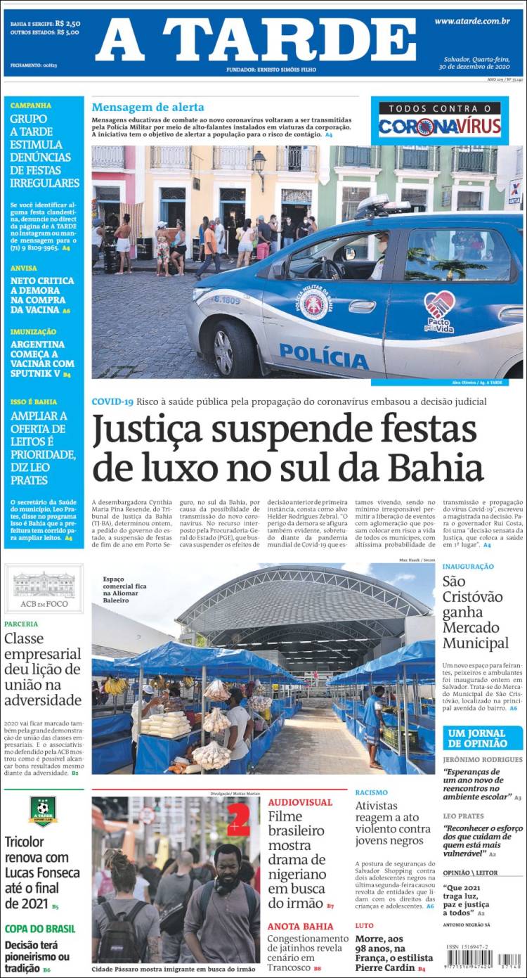 Portada de Diário A Tarde (Brasil)