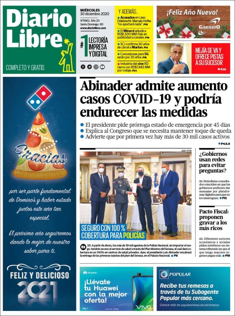 Portada de Diario Libre (R. Dominicana)