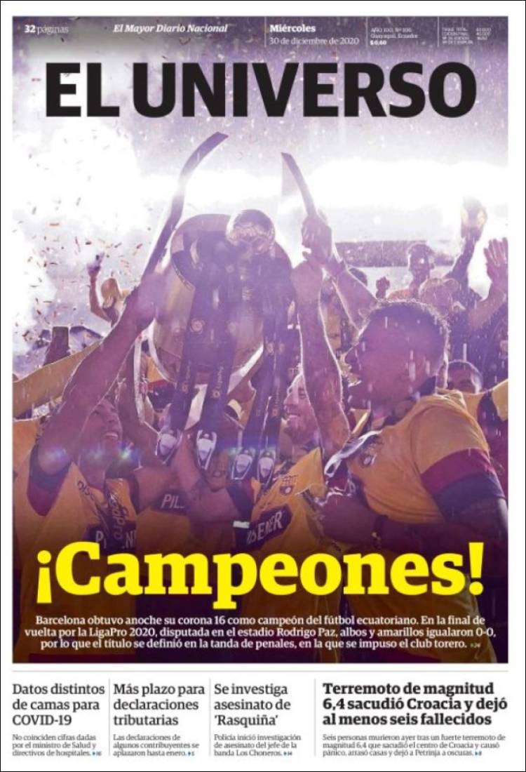 Portada de El Universo - Ecuador (Ecuador)