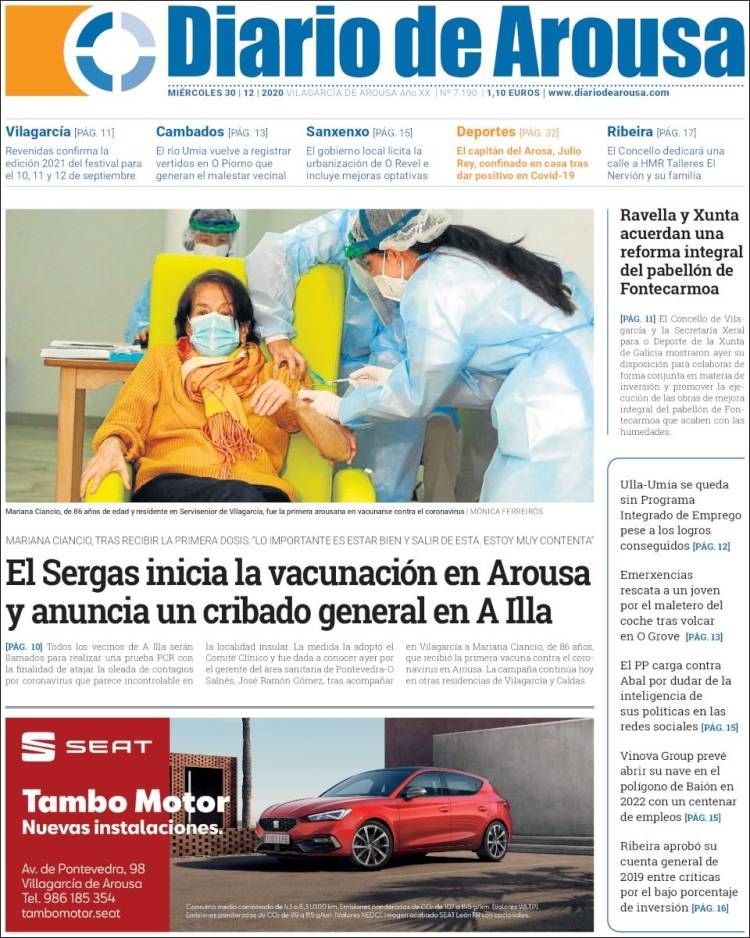 Portada de Diario de Arousa (España)