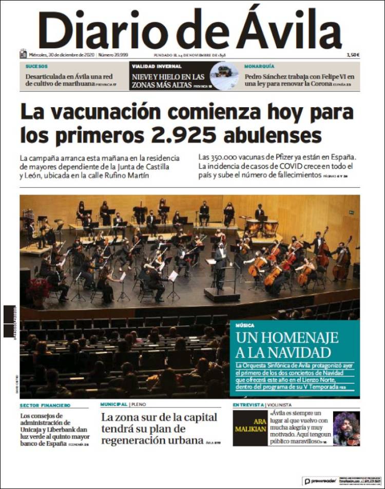 Portada de Diario de Ávila (Spain)