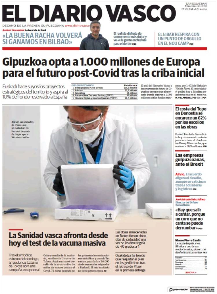 Portada de Diario Vasco (España)