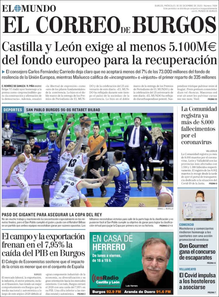 Portada de El Correo de Burgos (Spain)