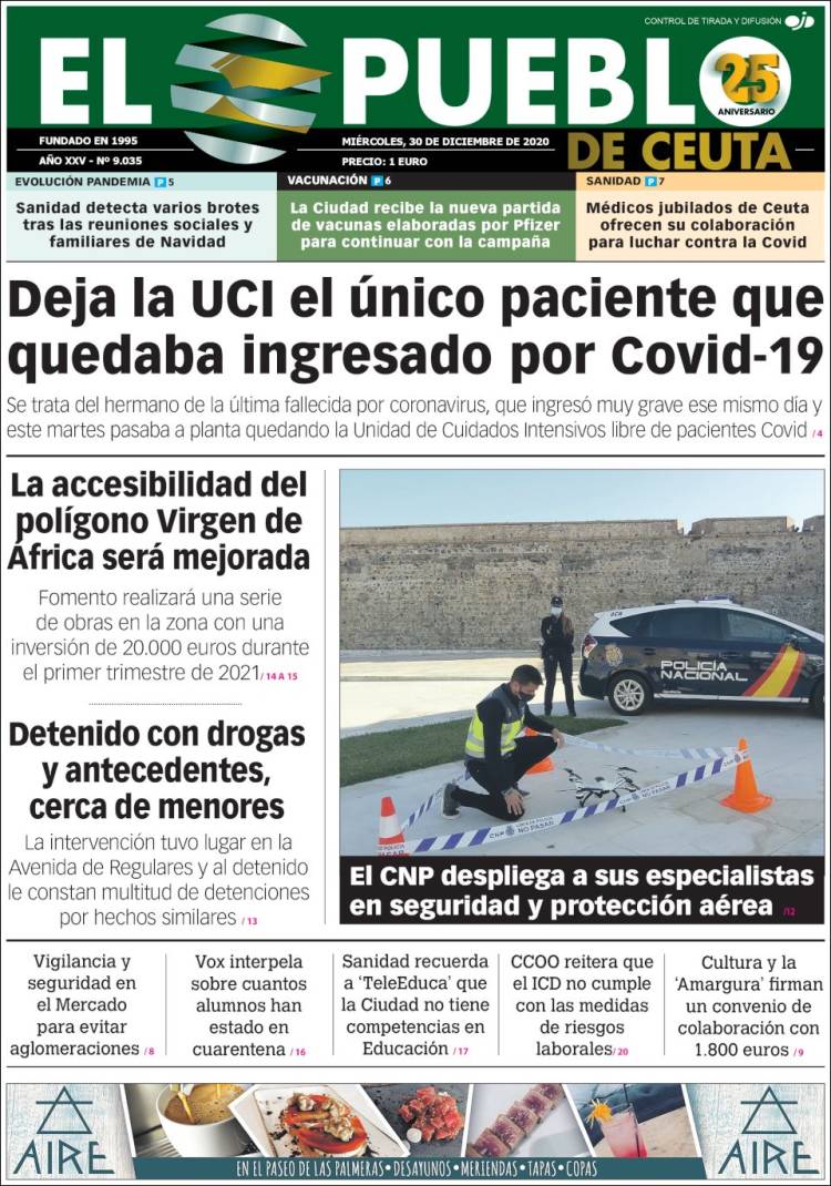 Portada de El Pueblo de Ceuta (España)