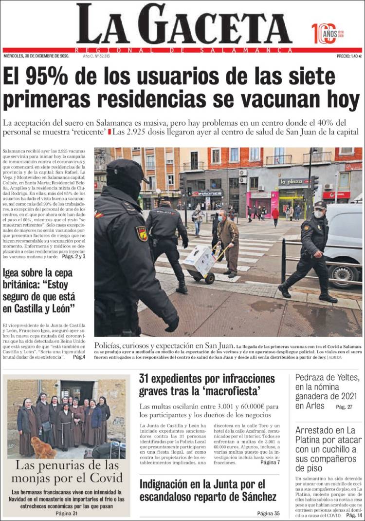 Portada de La Gaceta de Salamanca (Spain)