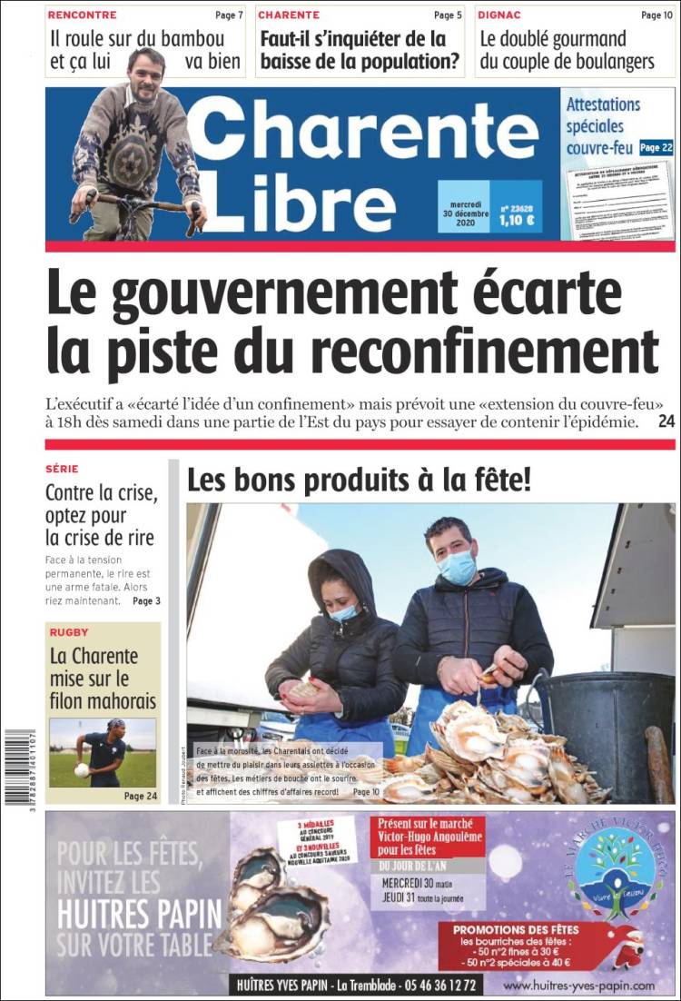 Portada de Charente Libre (Francia)