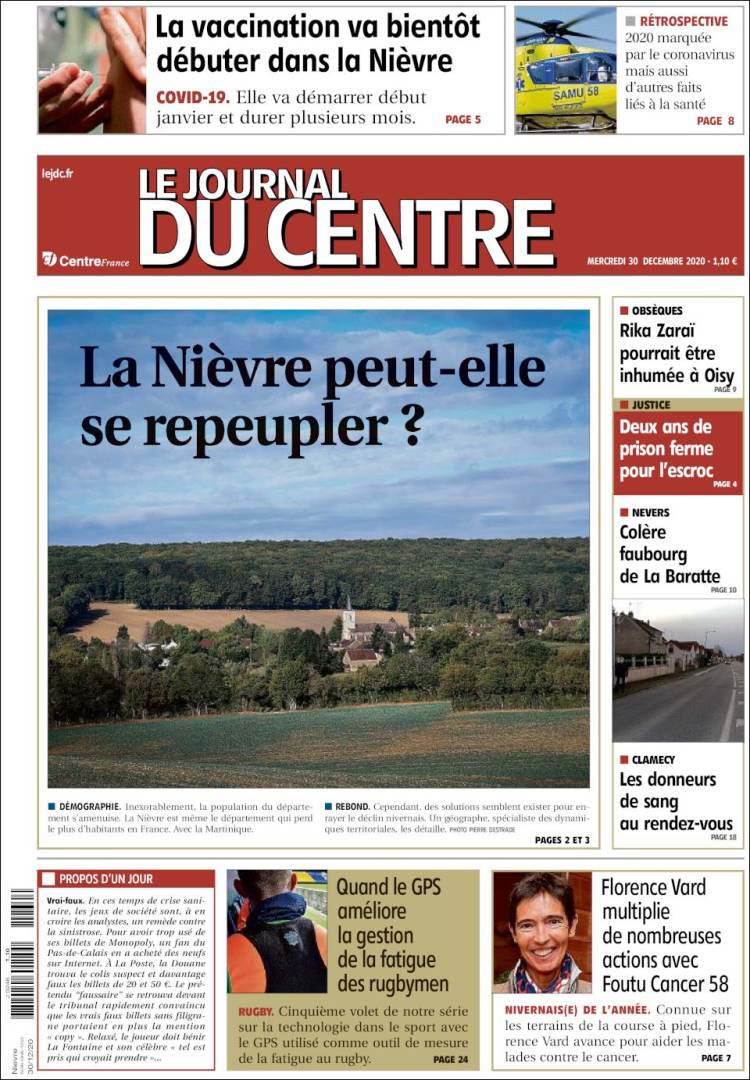 Portada de Le Journal du Centre (Francia)