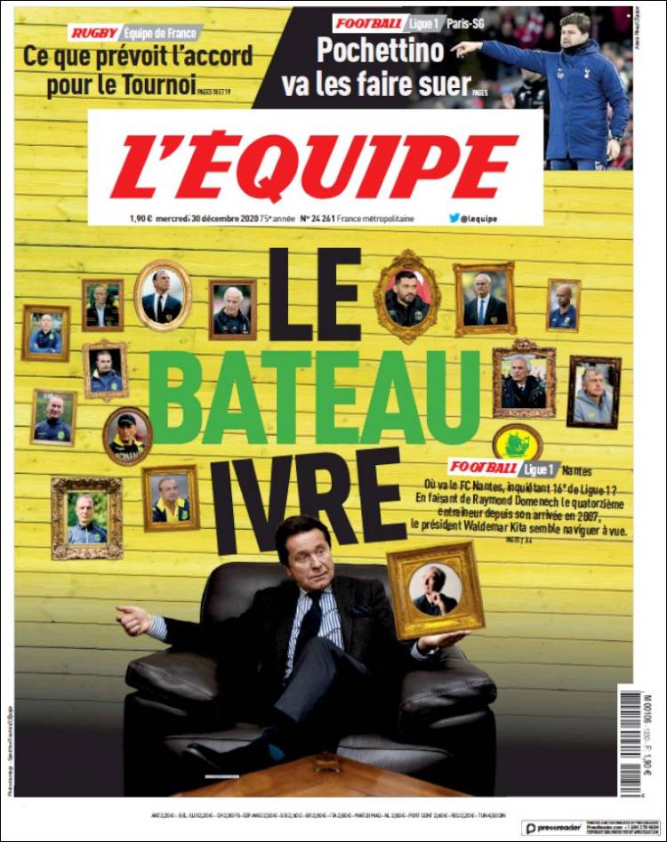Portada de L'Equipe (Francia)