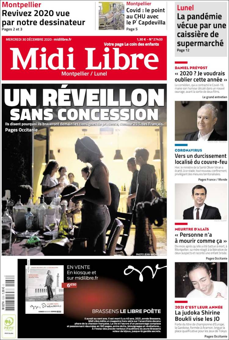 Portada de Midi Libre (Francia)