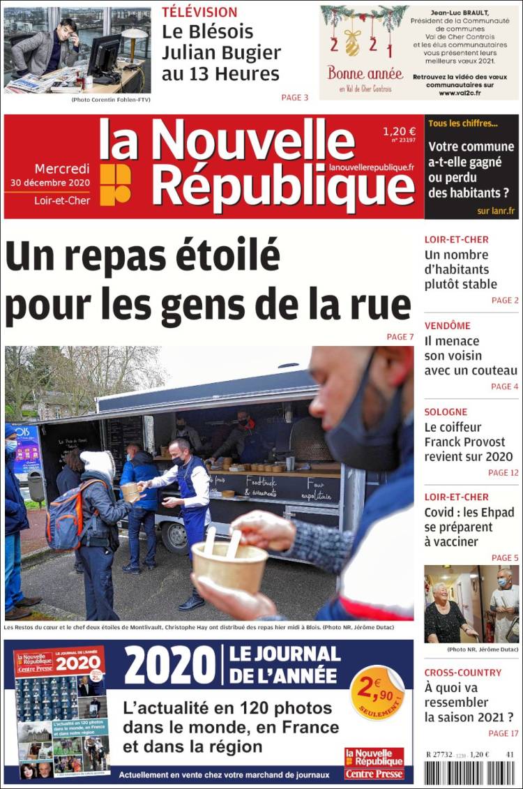 Portada de La Nouvelle Republique (Francia)